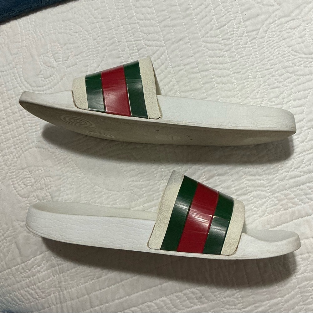 Gucci men’s web rubber slide sandal size 9 - Picture 7 of 15